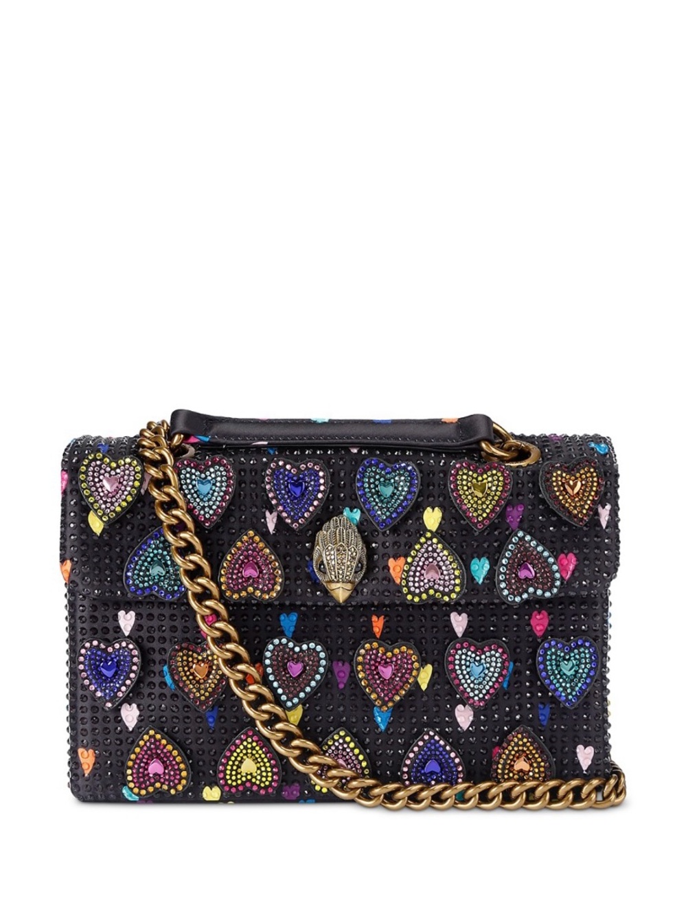 Kurt Geiger Black Multicolor Crystal Heart Crossbody Bag - Picture 3 of 17